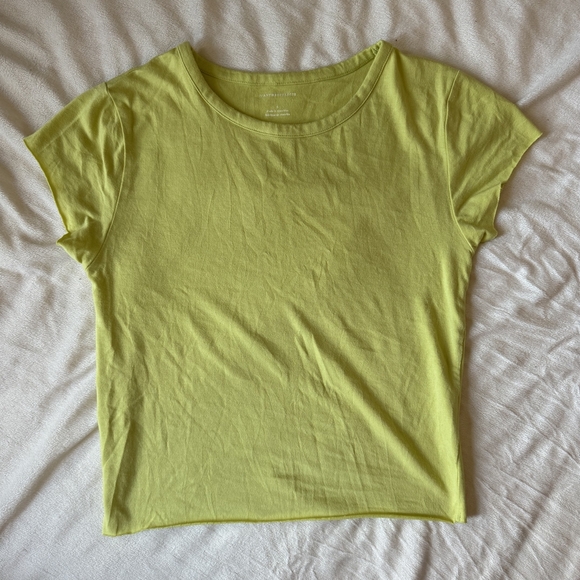 Anthropologie Light Yellow Short Sleeve Tee - Picture 2 of 4